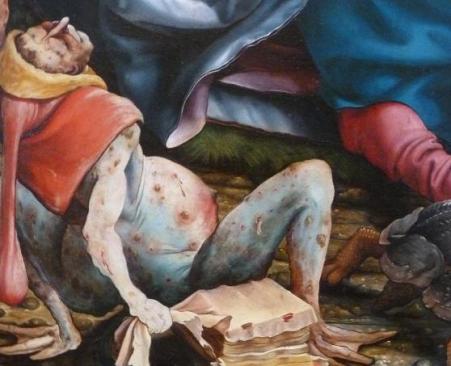 Détail du Retable d'Issenheim provenant du couvent des Antonins, peint par Grünewald vers 1514